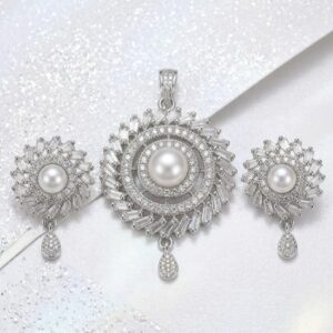 Pearl Solar Pendant Set with Earrings