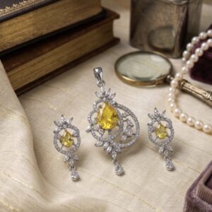 Victorian Tear Drop Pendant Set with Earrings