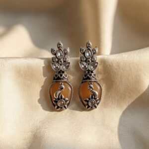 Royal Peacock Oxidized Drop Earrings