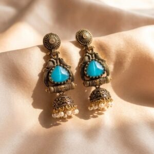 Vintage Stone Jhumka Statement Earrings