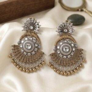 Royal Antique Oxidised Chandbali  Ghungroo Drops
