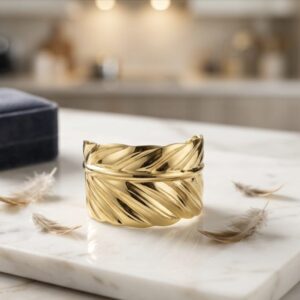 Golden Feather Wave Cuff