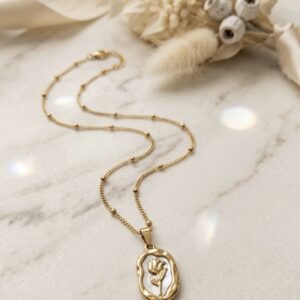 Dainty Gold Rose Pendant Necklace