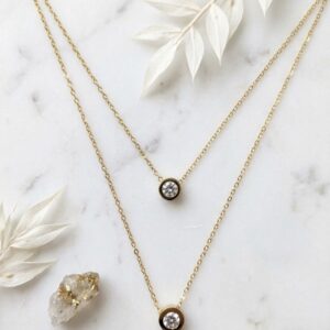 Double Layer Gold Crystal Necklace