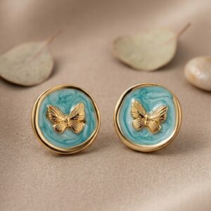 Golden Butterfly Stud