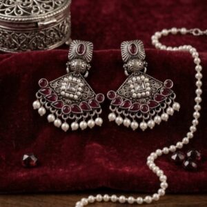 Maroon Mayur jhumka