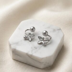 Pearl Butterfly Curved Stud