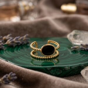 Black Onyx Beaded Wrap Ring