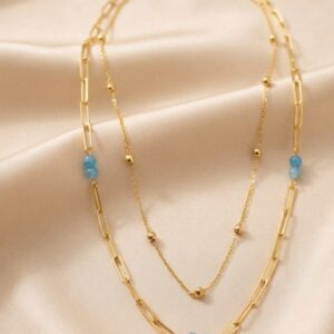 Aqua Luxe Layered Paperclip Necklace