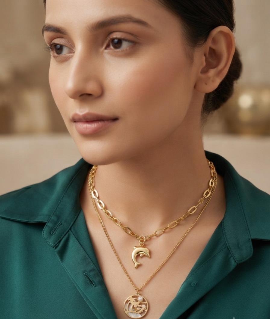 Evelyn Double Pendant Necklace - Image 2