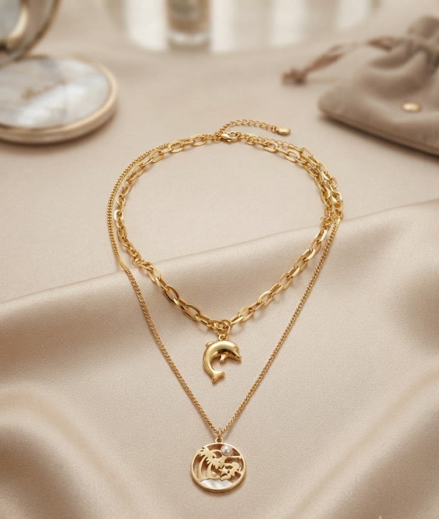 Evelyn Double Pendant Necklace
