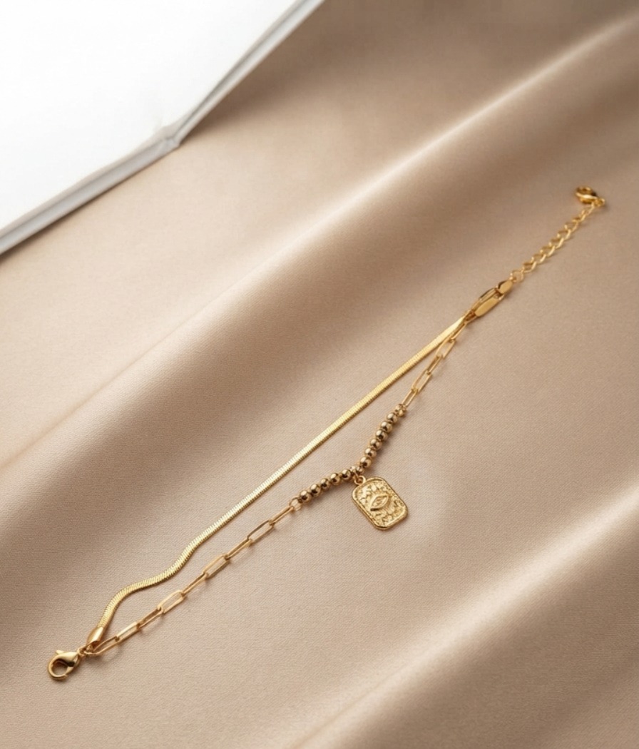 Evil Eye Layered Chain Bracelet - Image 2