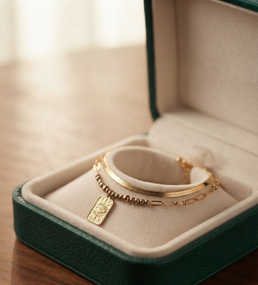 Evil Eye Layered Chain Bracelet - Image 3
