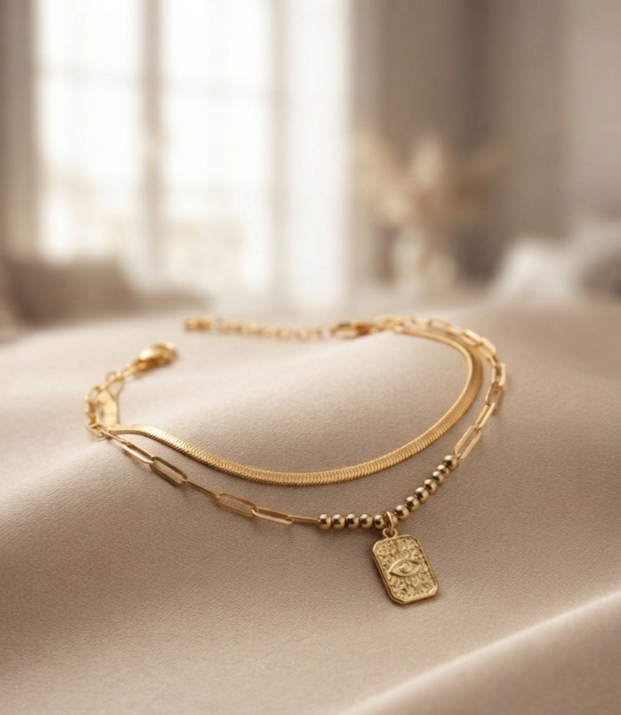 Evil Eye Layered Chain Bracelet