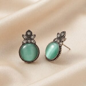 Floral Cat’s Eye Drop Earrings