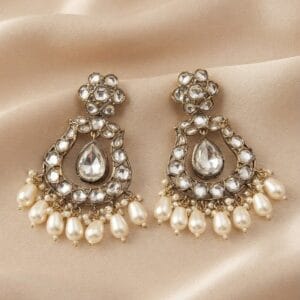 Royal Kundan Pearl Drop Danglers