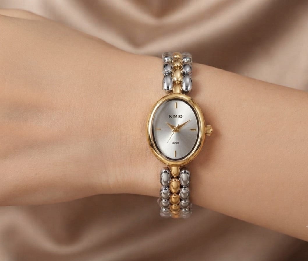 Women’s Elegant Two-Tone Oval Bracelet Watch - Image 2