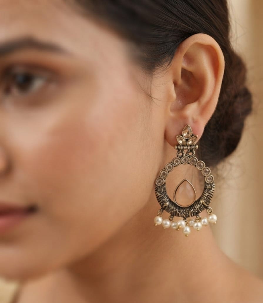 Oxidized Ethnic Earrings - Image 2
